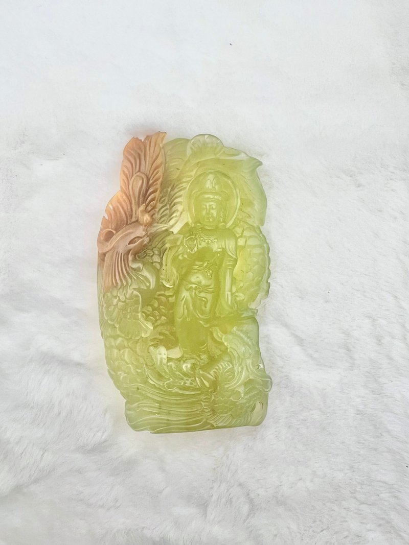 高品天然花玉龙凤观音摆件/可站立/珍藏 - 摆饰 - 玉石 绿色
