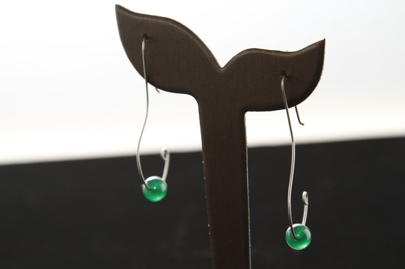 【太空系列】~超仙气~  (高成本冲评价款) 抗过敏 纯钛绿玛瑙耳环 - 耳环/耳夹 - 宝石 绿色