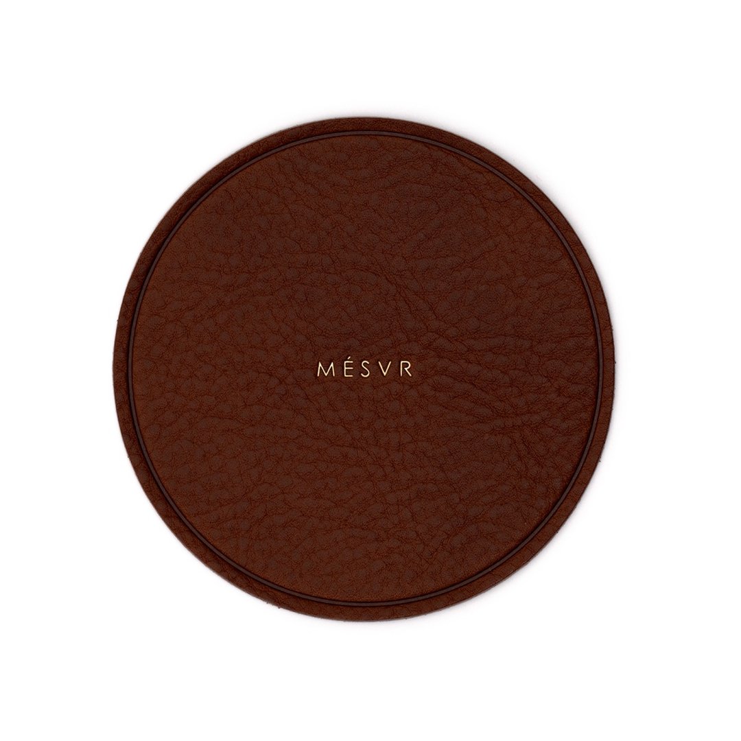Minerva │ 杯垫 │意大利植鞣革 印字 烫金 婚礼 赠品 居家 小物 - 杯垫 - 真皮 咖啡色