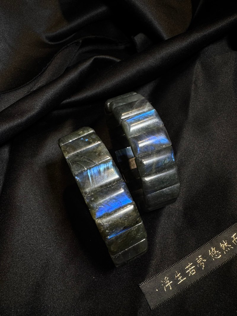 治愈舒压 x 黑体拉长石 强蓝光 拉长石 手排 手珠 - 手链/手环 - 水晶 蓝色