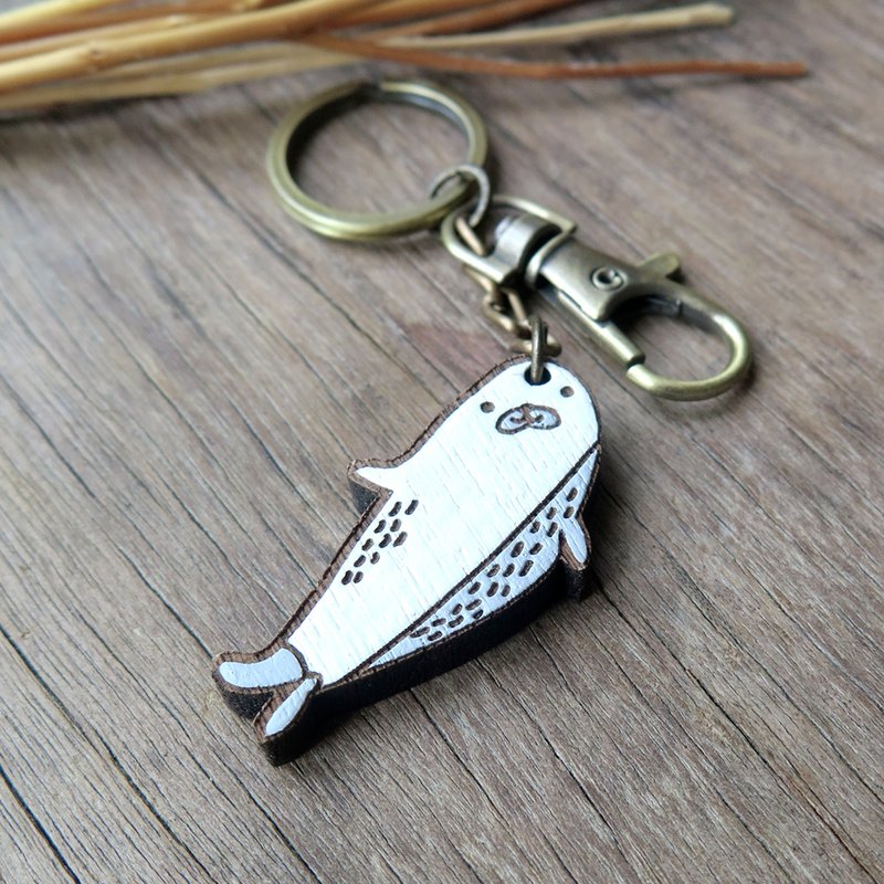 Wooden keyring seal - 钥匙链/钥匙包 - 木头 白色