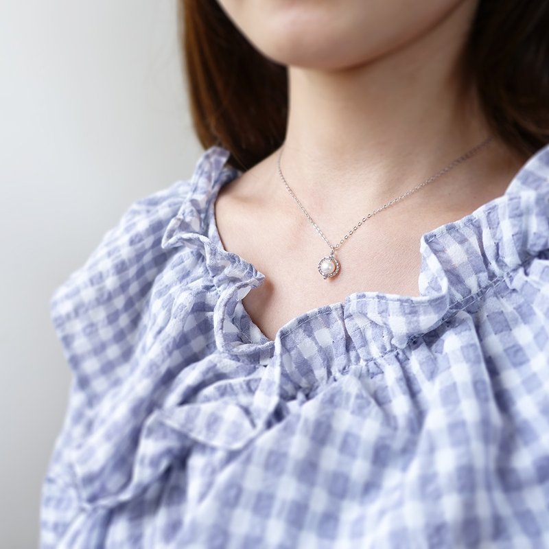 麻花珍珠 七夕情人节 礼物 925纯银 纯银项链 淡水珍珠 项链 - 项链 - 纯银 银色