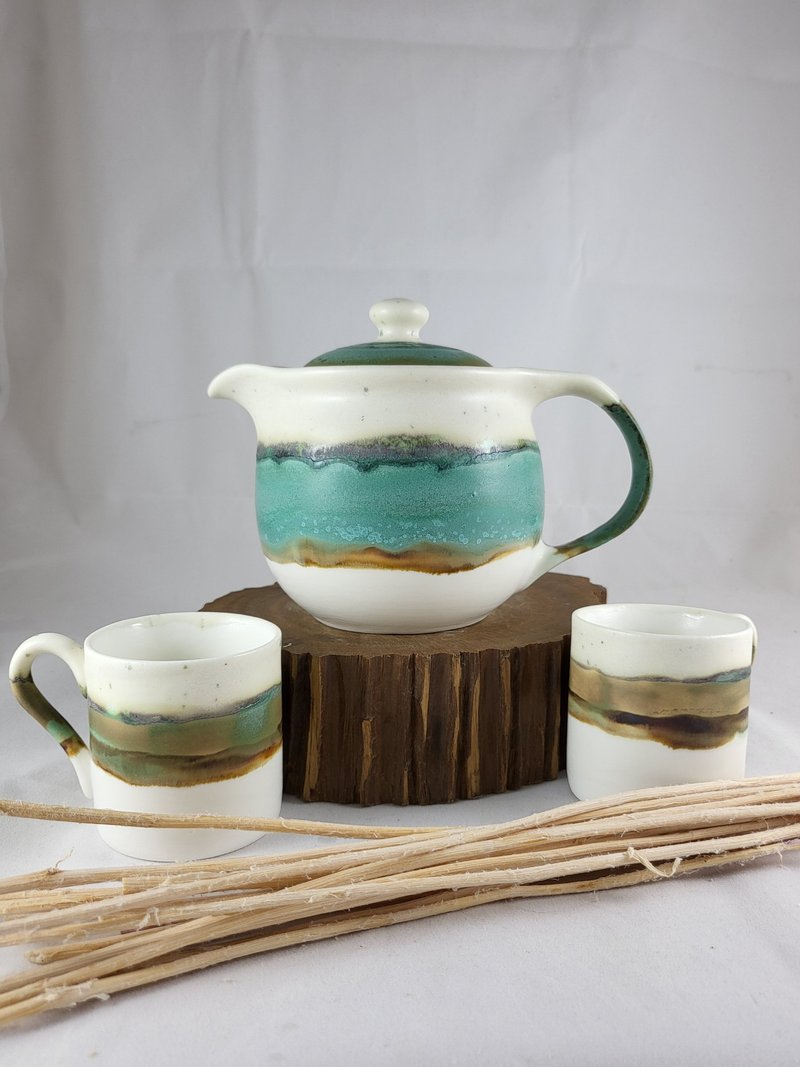 湖光山色窑变釉茶具组 - 茶具/茶杯 - 瓷 白色