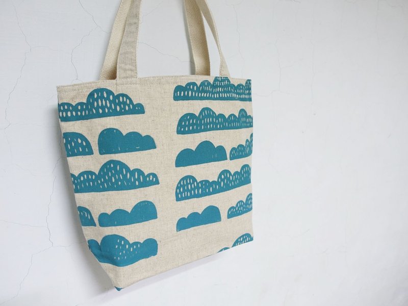 手工绢印 肩背包 山型  - 侧背包/斜挎包 - 棉．麻 蓝色