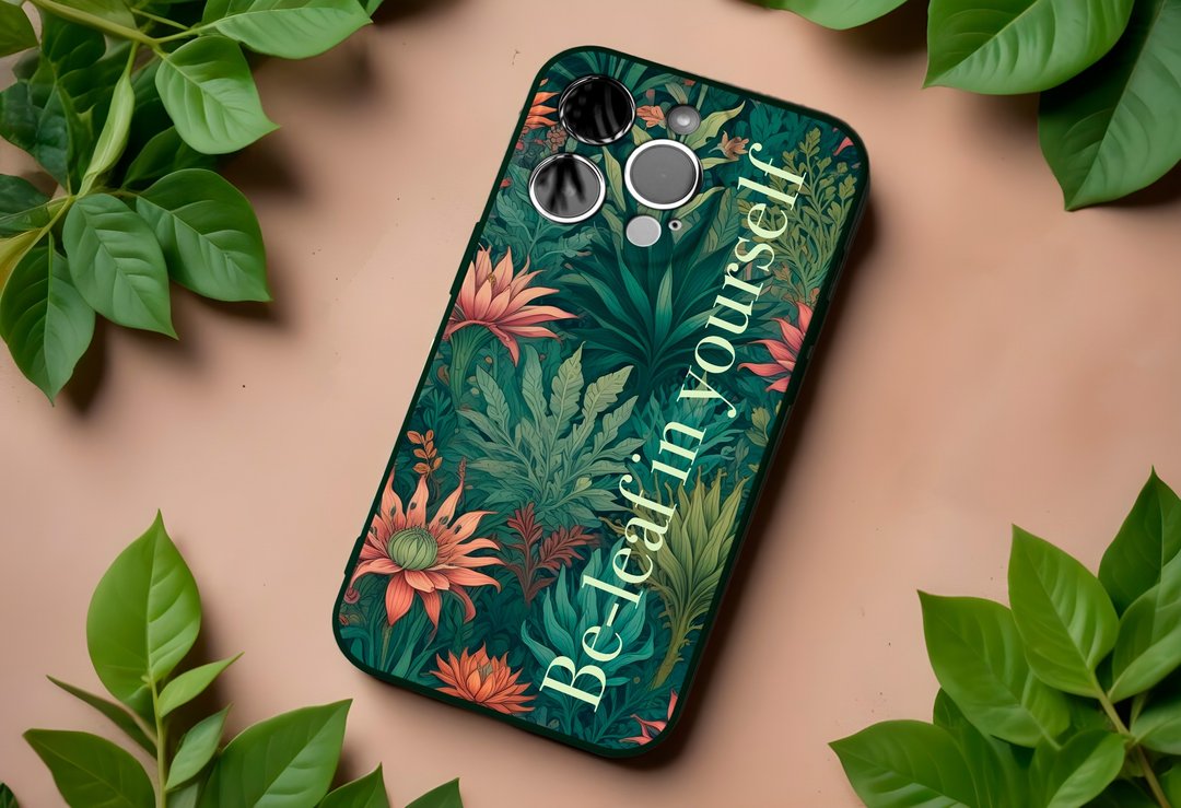 客制化礼物 深绿色植物花纹iPhone14 15 16 Pro Max TPU手机壳 - 手机壳/手机套 - 塑料 绿色