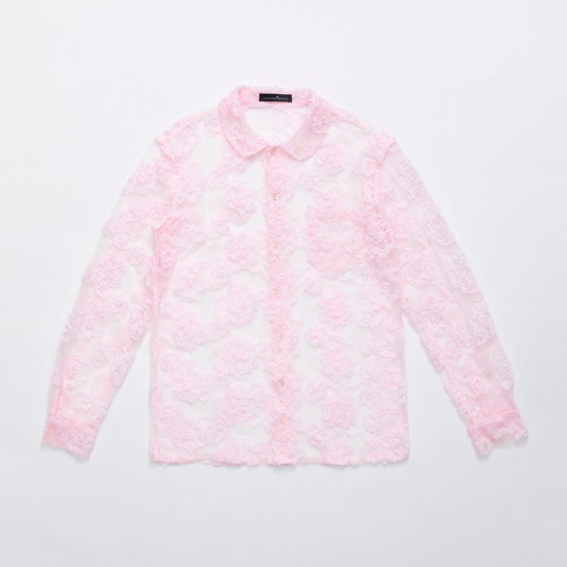 缕空蕾丝衬衫 - 女装衬衫 - 聚酯纤维 粉红色