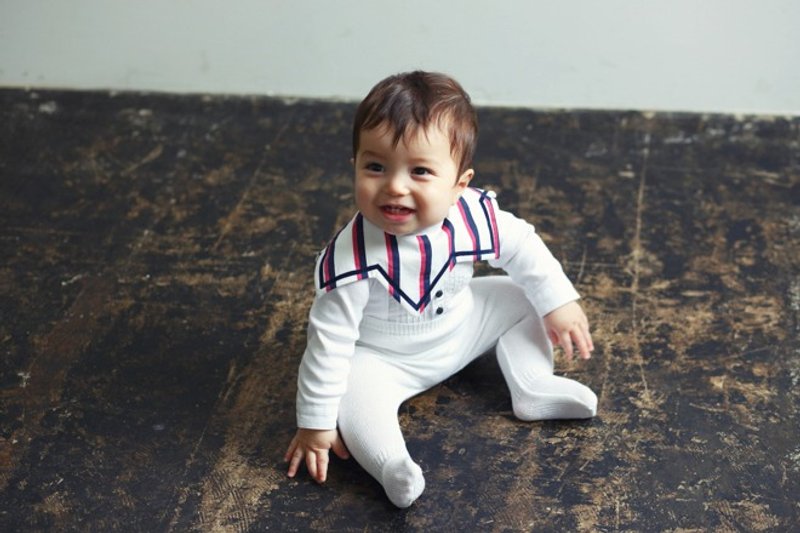 MARLMARL 宝宝围兜兜 Collet领子系列(海军蓝条纹) - 围嘴/口水巾 - 棉．麻 多色