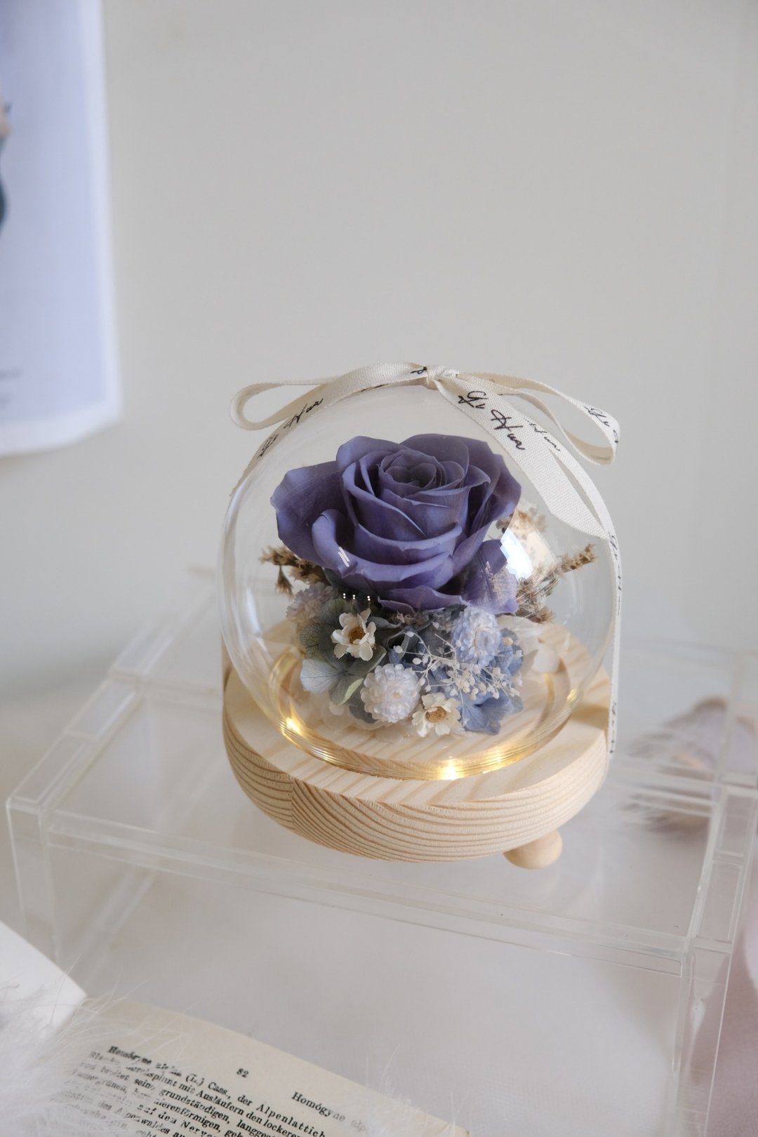 (灯款) 北欧蓝-永生花玻璃花球 - 干燥花/捧花 - 植物．花 蓝色