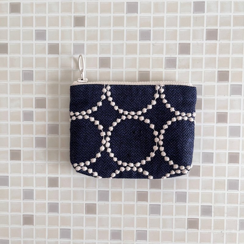 minä perhonen tambourine 迷你化妆包 圆点图案 人气色 日本制 - 化妆包/杂物包 - 棉．麻 蓝色