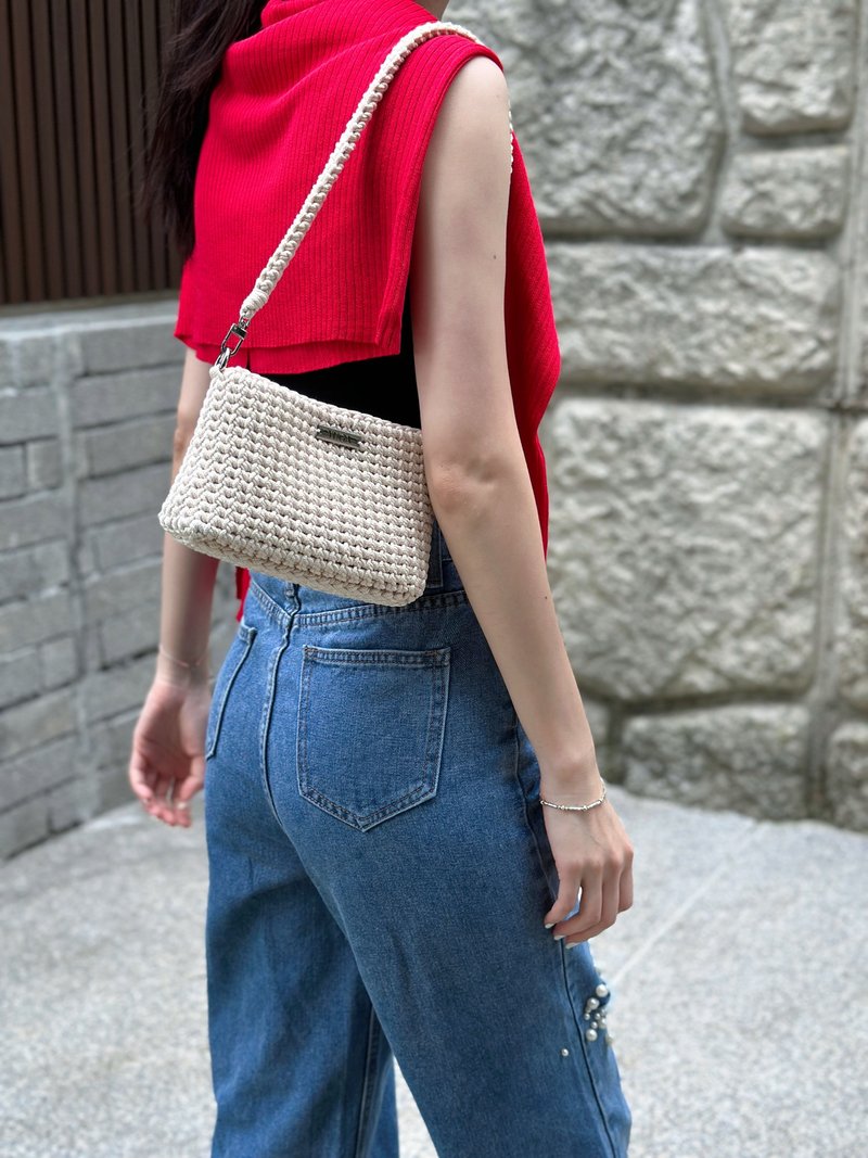 手工编织钩针腋下包  肩背包 送礼 - 侧背包/斜挎包 - 尼龙 