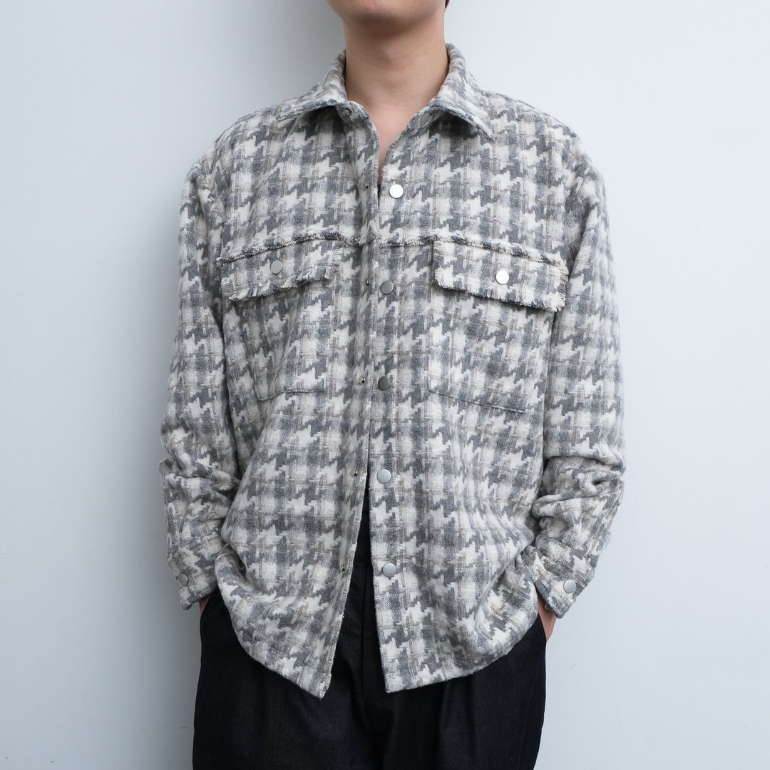 KAIKAI - Mirror Reflection - 羊毛混纺编织格夹克外套 - 米灰 - 男装外套 - 羊毛 多色