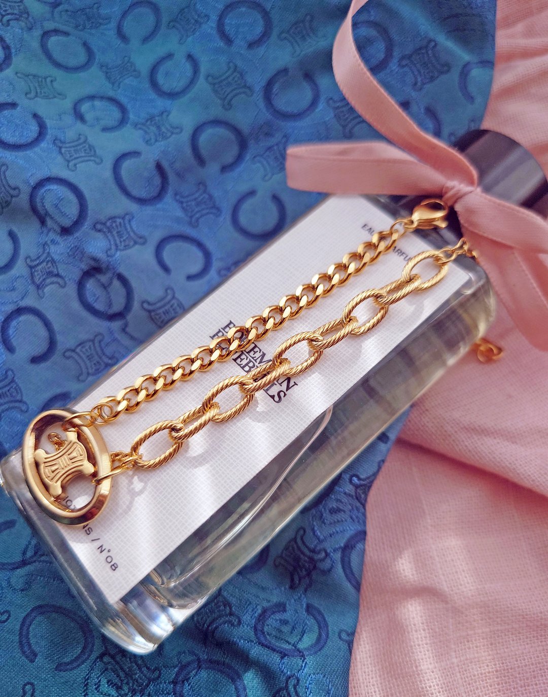 中古真品 CELINE 特别款不对称 金凯旋门链条包挂件 手链颈链挂饰 - 手链/手环 - 其他金属 金色