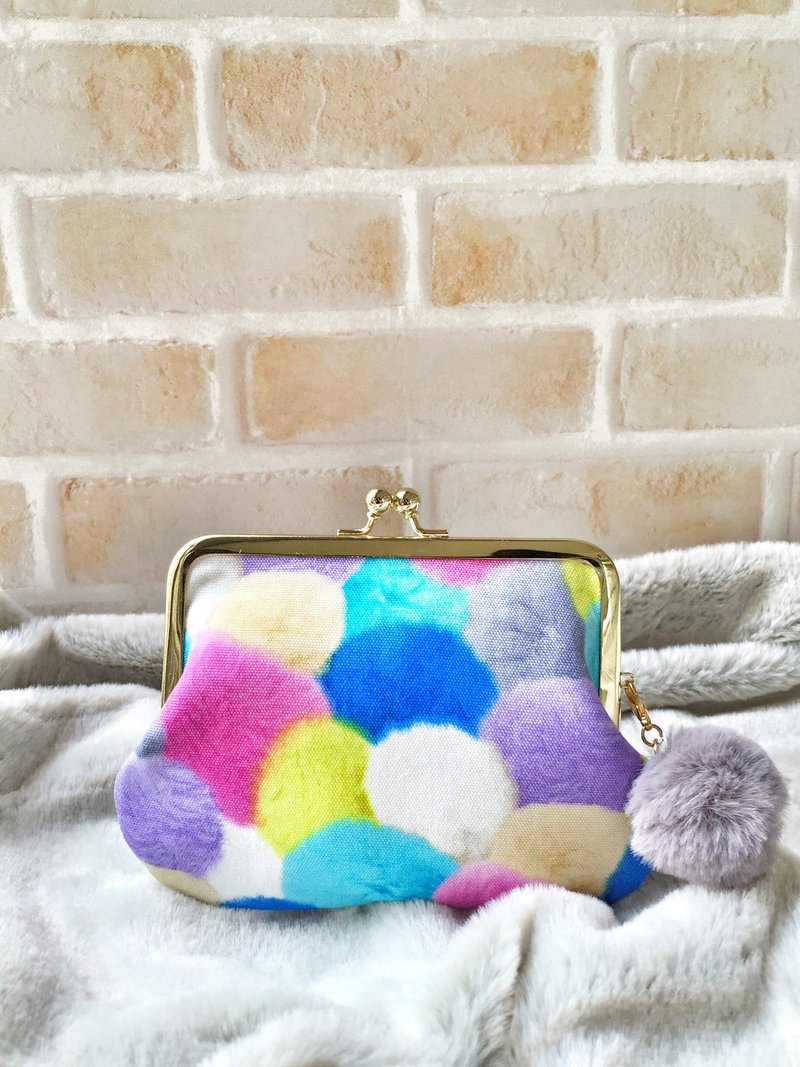 暖心绵花糖口金包-蓝色 - 皮夹/钱包 - 棉．麻 多色