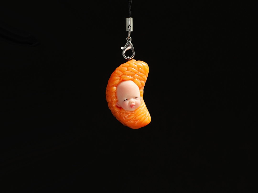 Mandarin slice baby - keychain charm - 钥匙链/钥匙包 - 其他材质 红色