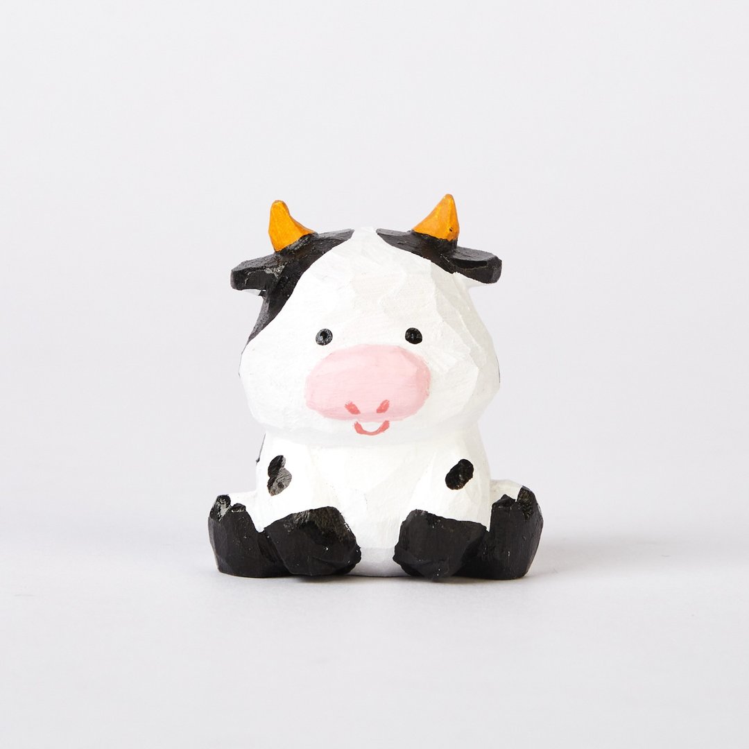 Mumu 亲切而快乐的小牛木雕 - 摆饰 - 木头 白色