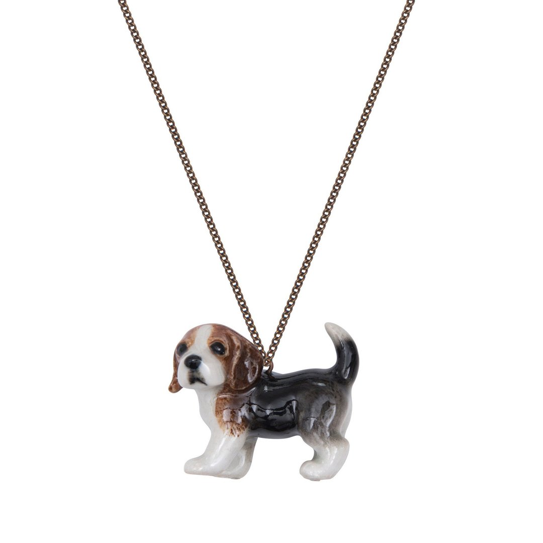 AndMary 手绘瓷项链-米格鲁 礼盒包装 Beagle Puppy Necklace - 项链 - 瓷 咖啡色