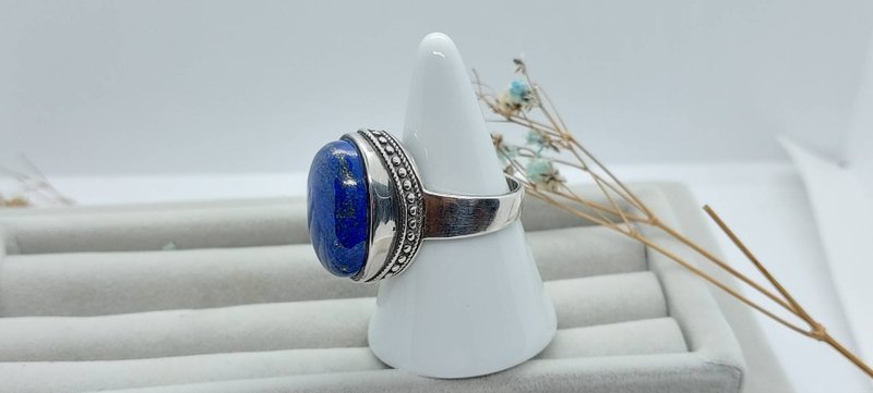 天然青金石戒饰-S925银饰 - 戒指 - 宝石 蓝色
