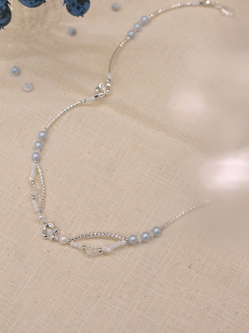 和平小日记。MUCHAT手作珍珠水晶银花项链 - 项链 - 其他金属 银色