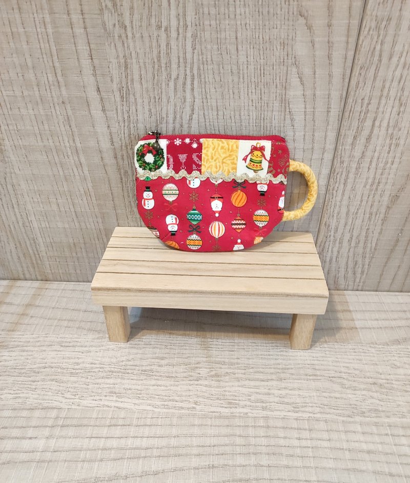 咖啡杯零钱包--耶诞风 - 零钱包 - 棉．麻 
