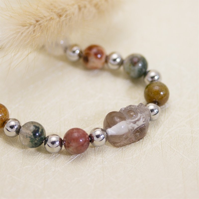 【招财貔貅】彩幽灵不锈钢手链 - 手链/手环 - 水晶 银色