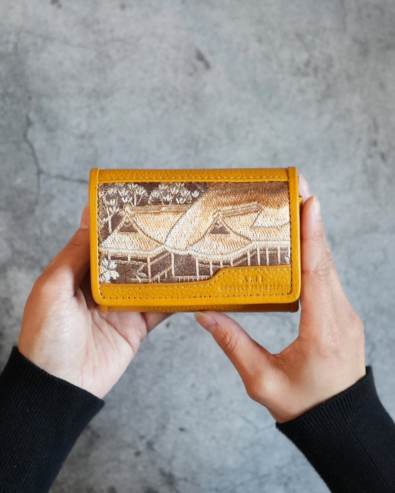 织带与真皮名片夹 (ami-m) - 名片夹/名片盒 - 真皮 黄色