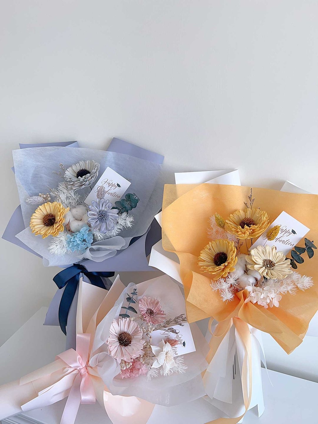 【多款】2024向日葵太阳花毕业花束/ 索拉花 永生花束 干燥花束 - 干燥花/捧花 - 植物．花 黄色
