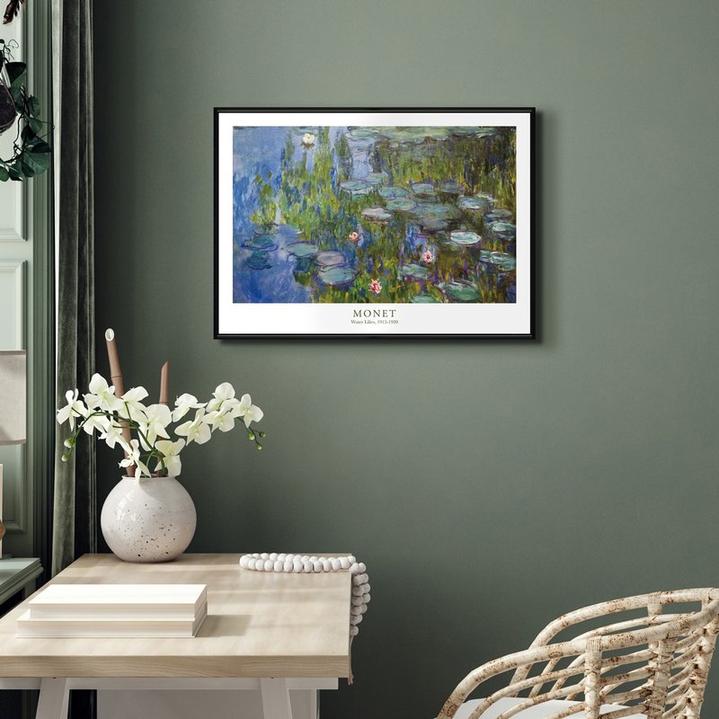 莫内_睡莲I - 莫内系列挂画/花卉插画/睡莲/装饰画/菠萝选画所 - 海报/装饰画/版画 - 其他材质 绿色