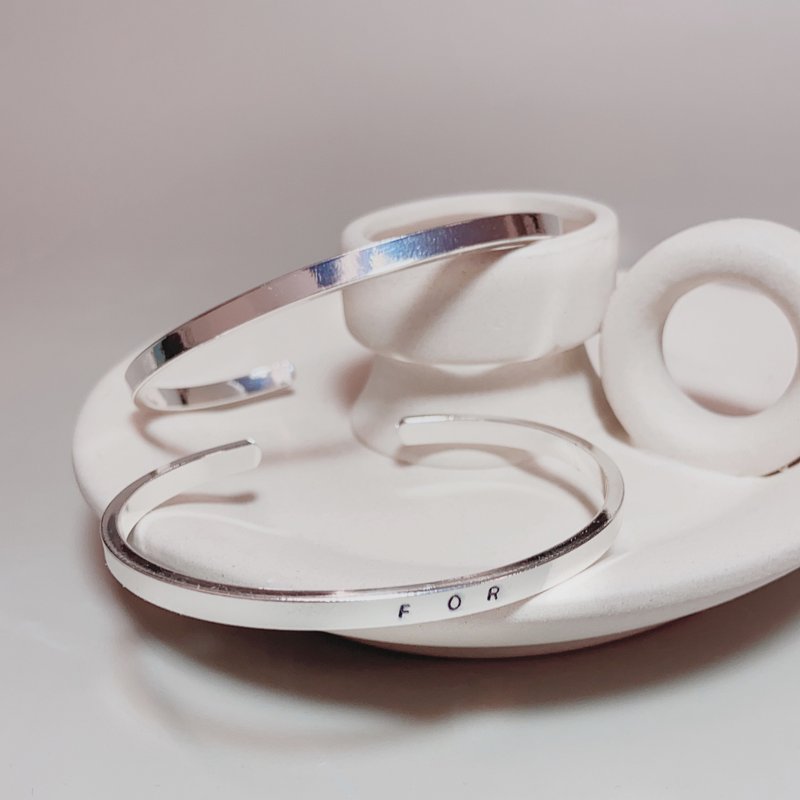 送礼 定制化礼物 祝福  银手环 生日 刻名字数字图案_细 情侣 - 手链/手环 - 其他金属 银色