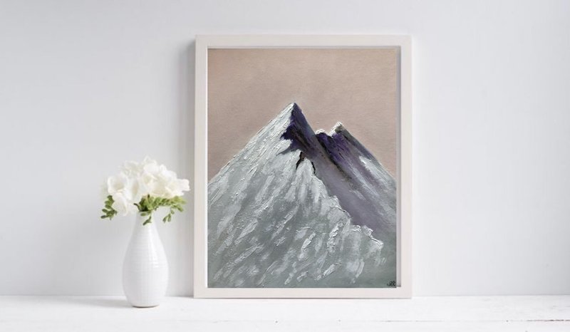 珠穆朗玛峰 画布上的原创压克力画 - 墙贴/壁贴 - 棉．麻 多色