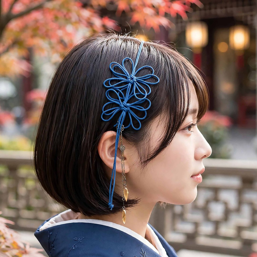 编织发箍“时光流转”【轻巧・易戴】适用于浴衣、和服，亦可日常配戴。 - 发带/发箍 - 玻璃 蓝色