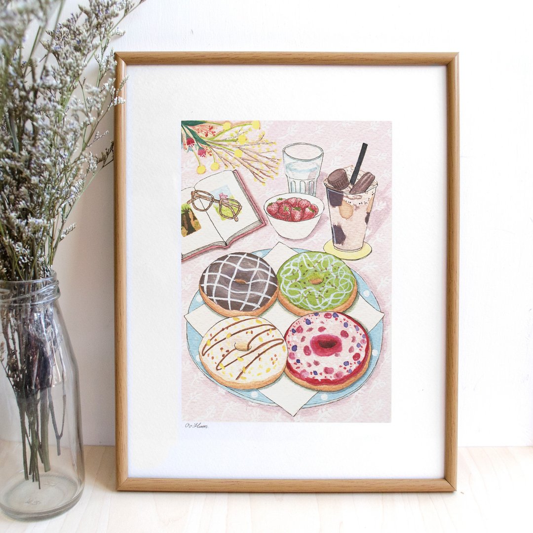 doughnut 冬甩甜甜圈－食物印制插画 (print) - 海报/装饰画/版画 - 纸 