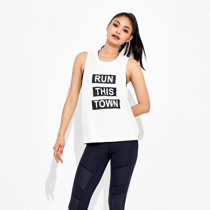 【VIASWEAT】 RUN THIS TOWN 字母运动背心 - 女装背心 - 棉．麻 白色