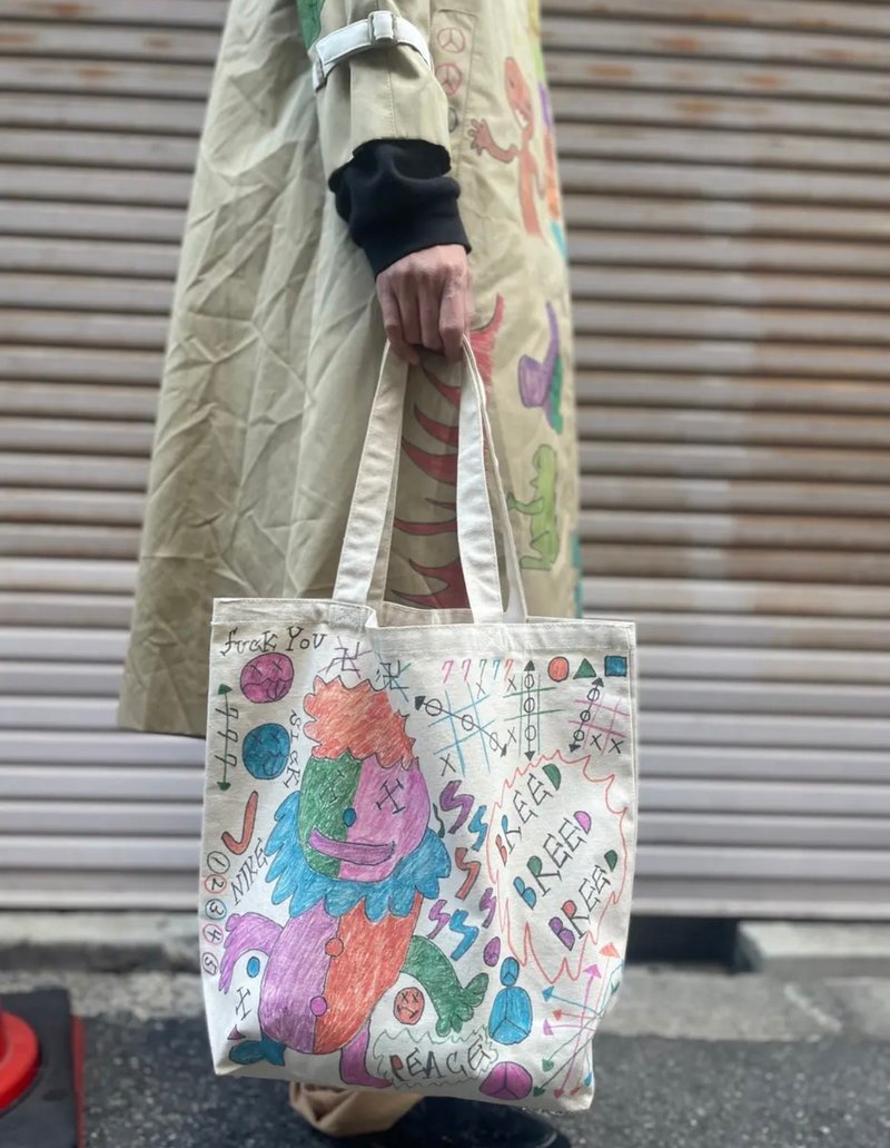 涂鸦托特包 - 手提包/手提袋 - 棉．麻 
