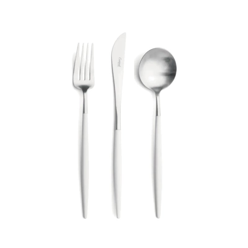 葡萄牙Cutipol GOA系列白柄主餐三件组(刀叉匙) - 餐刀/叉/匙组合 - 不锈钢 白色