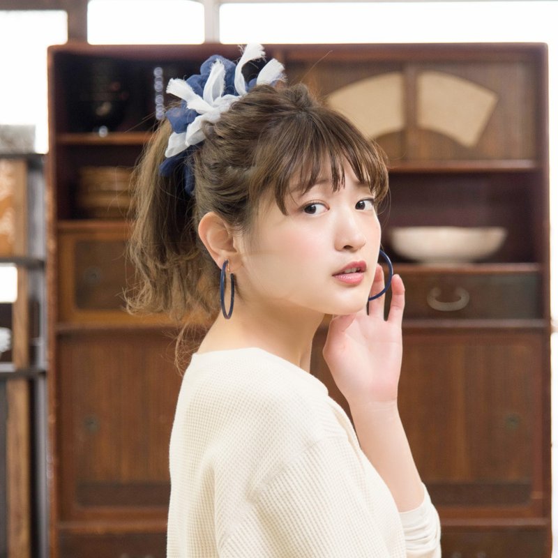 蔚蓝海洋 || 彩色花漾编织发圈 || 发饰 / 细发圈 - 发饰 - 聚酯纤维 蓝色