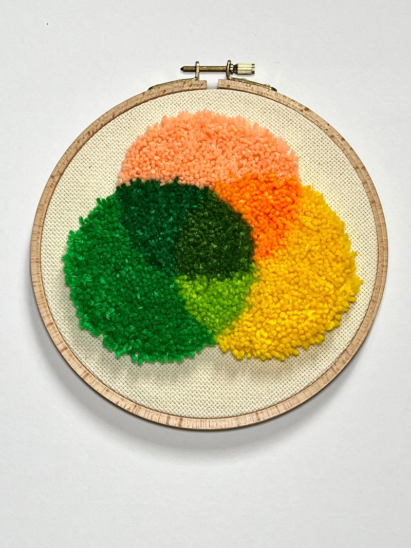 戳绣 | 挂墙装饰 | 黄绿亮橘 | 色彩主义者之梦 04 – 春田 - 墙贴/壁贴 - 绣线 多色