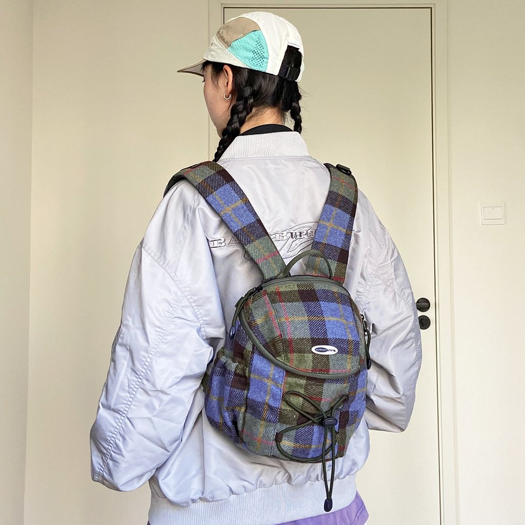 司康英伦格系列 秋冬款 迷你mini徒步登山复古双肩后背包 格林绿 - 后背包/双肩包 - 聚酯纤维 绿色