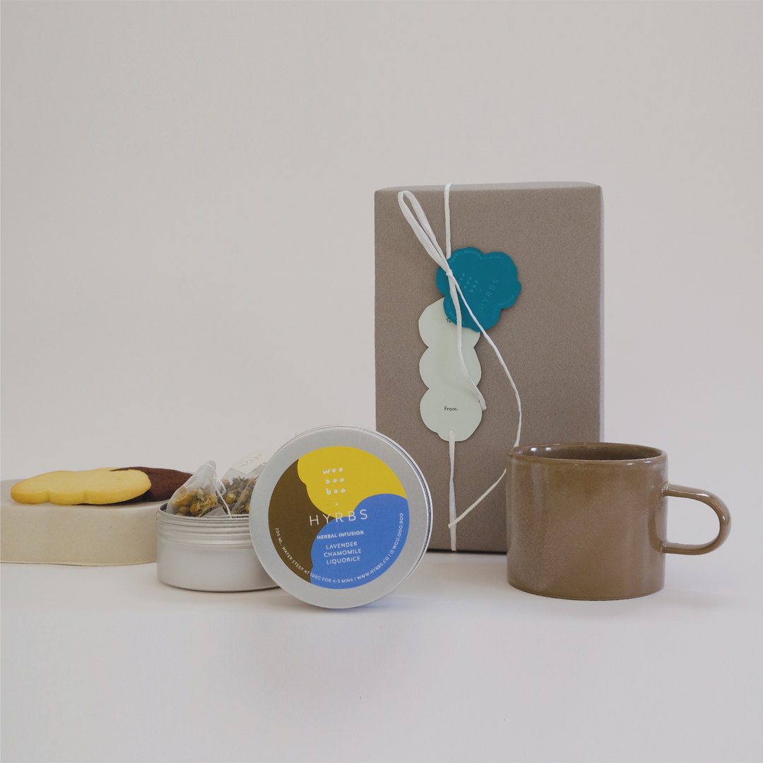 Gift set, new year set, ceramic mug, tea mug, herbal tea and cookie Bay set - 咖啡杯/马克杯 - 陶 咖啡色