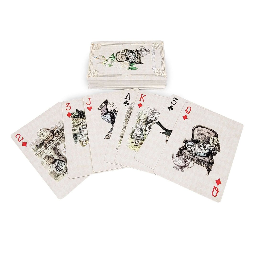 Alice in Wonderland Vintage Playing Cards Deck for Tea Party - 卡片/明信片 - 纸 白色