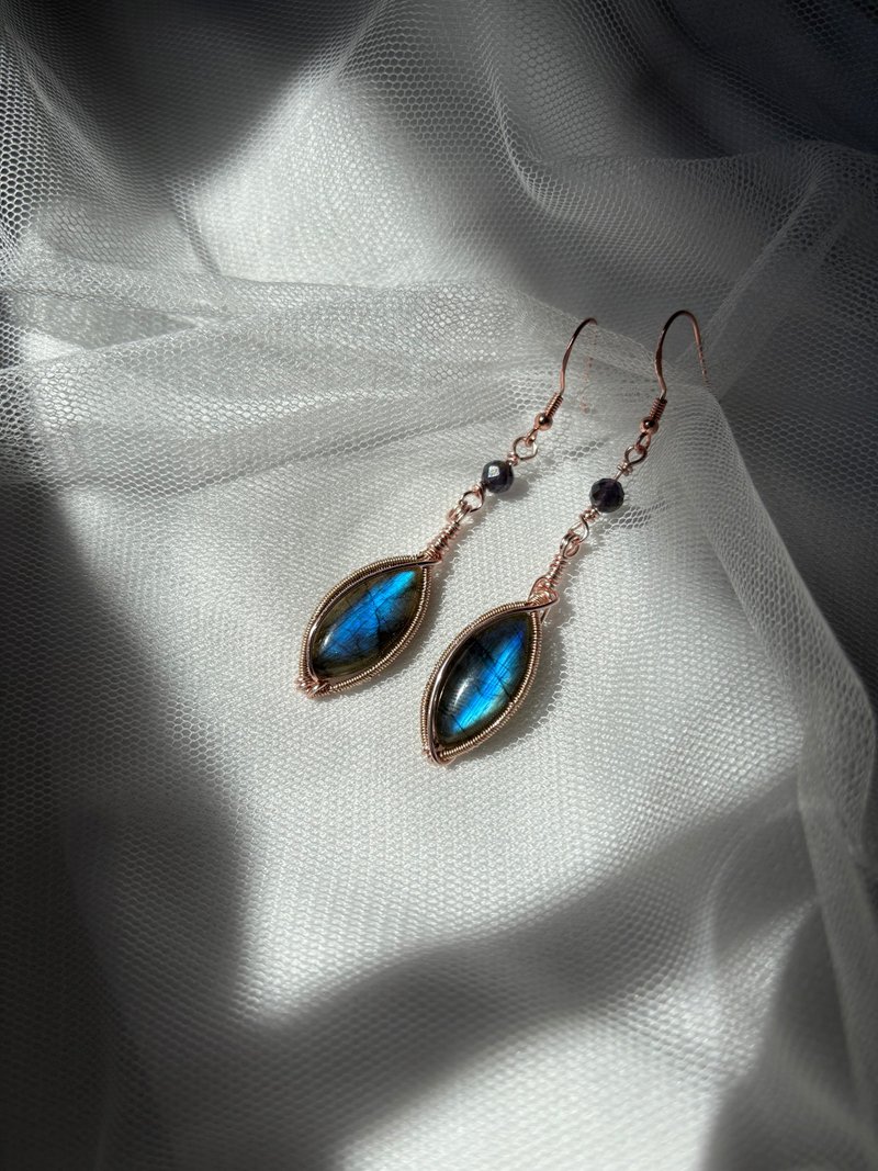 珍饰 - 拉长石耳环 - 耳环/耳夹 - 水晶 