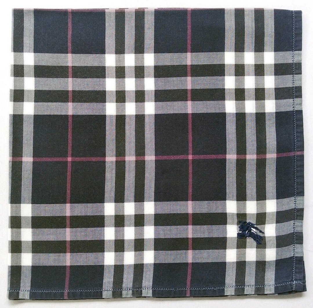 Burberry 复古手帕口袋巾 蓝色格纹 18 x 18 英寸 - 手帕/方巾 - 棉．麻 蓝色