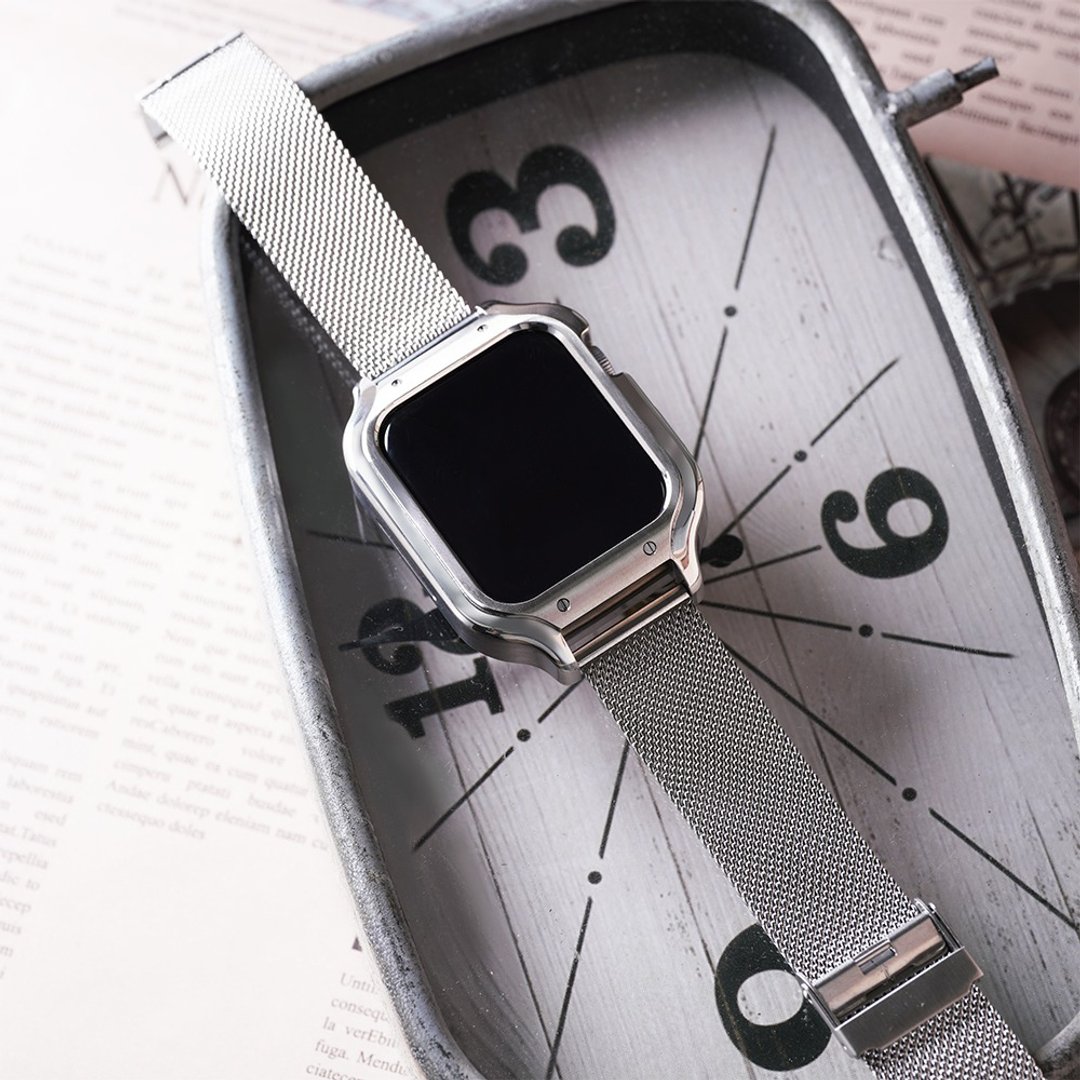 Apple watch - 不锈钢保护壳 - 钢壳 - 耳机收纳 - 不锈钢 银色