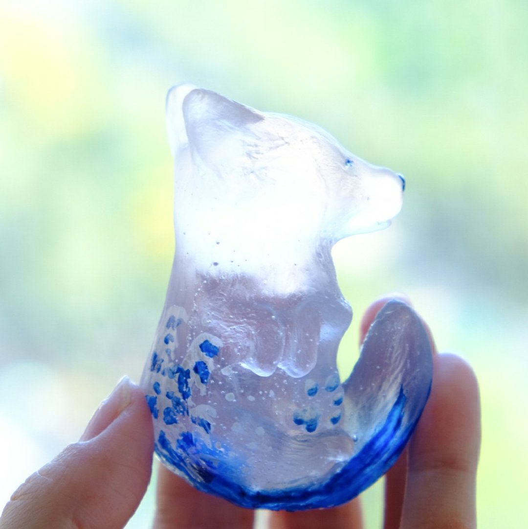 【水の呼吸】Water Breathing  - Fox Hand Sculpture by ETPLANT - 摆饰 - 树脂 蓝色