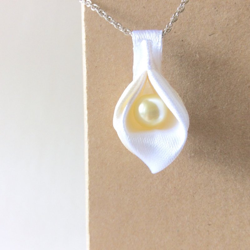 黄色缎带花项链 - 项链 - 丝．绢 黄色