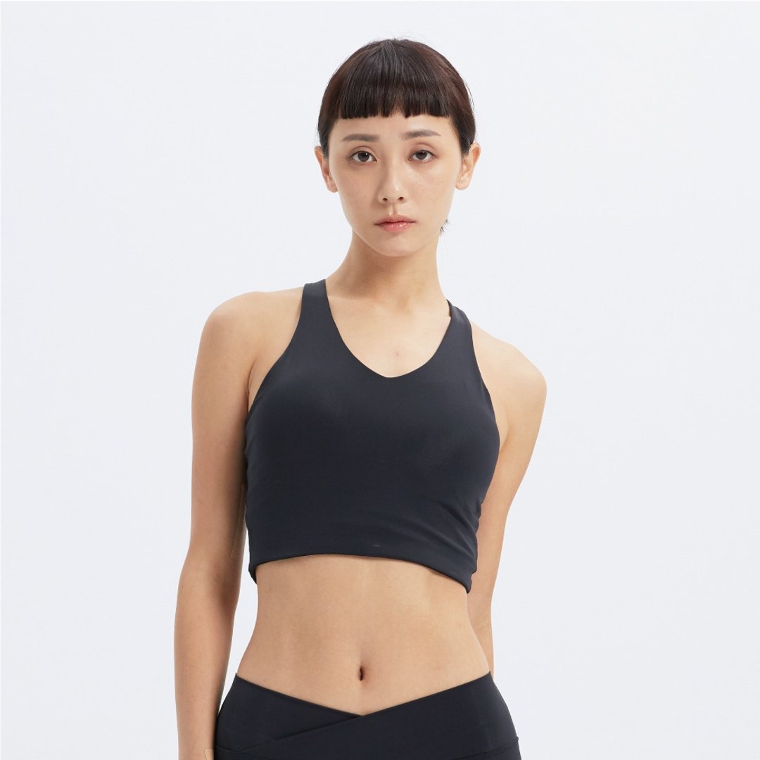 SPORTSWEAR- 轻度支撑运动背心-黑色 - 女装背心 - 聚酯纤维 黑色