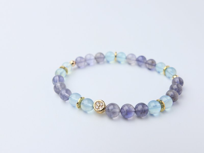 海雾微光 堇青石 坦桑色堇青 双色堇青 海蓝宝 水晶手链 设计款 - 手链/手环 - 水晶 蓝色
