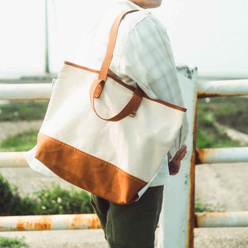 帆布双带托特包 - 手提包/手提袋 - 棉．麻 多色