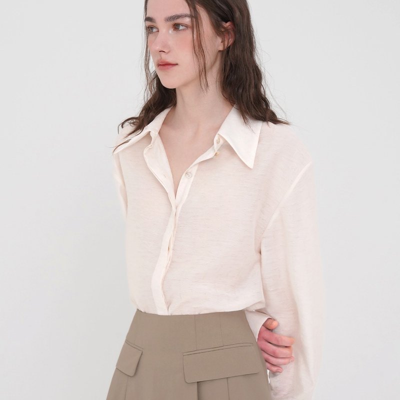 韩国姐妹会，衬衫女衫 - 象牙色 - 女装衬衫 - 其他材质 白色