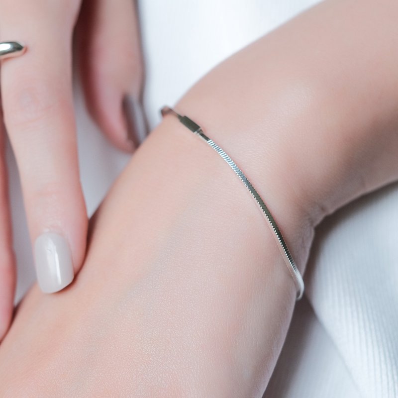 Space Ice - Magenta Mist - 简约方蛇链手环-纯银 - 手链/手环 - 纯银 银色