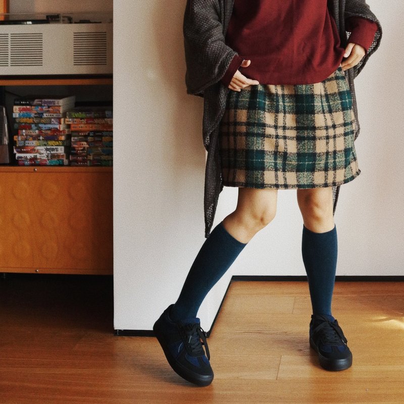 棕綠格軟糯羊毛呢面料 秋冬季雙兜 內襯款短裙 - 裙子 - 羊毛 绿色